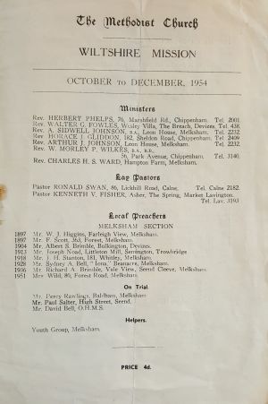 The Methodist Church-Wiltshire Mission Directory 1954